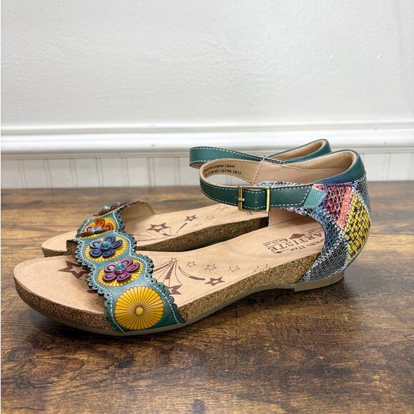 Spring Step L'artiste EU 40 US 9 Meliza Sandals Colorful Leather Snake Floral - Picture 12 of 12